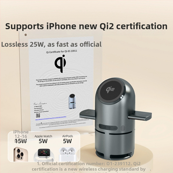 3–v–1 Magnetický bezdrôtový nabíjač | Qi2 certifikovaný | Vstavaná batéria 800–1000mAh | Výstup 15W | Kompatibilné s Apple stolným Bluetooth reproduktorom