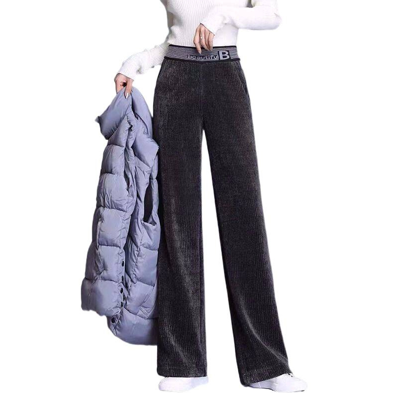 Női széles lábú nadrág, szövött anyagból, gyapjú összetétel, stílus gyémánt / királyi nővér, 2025 tavasz, casual