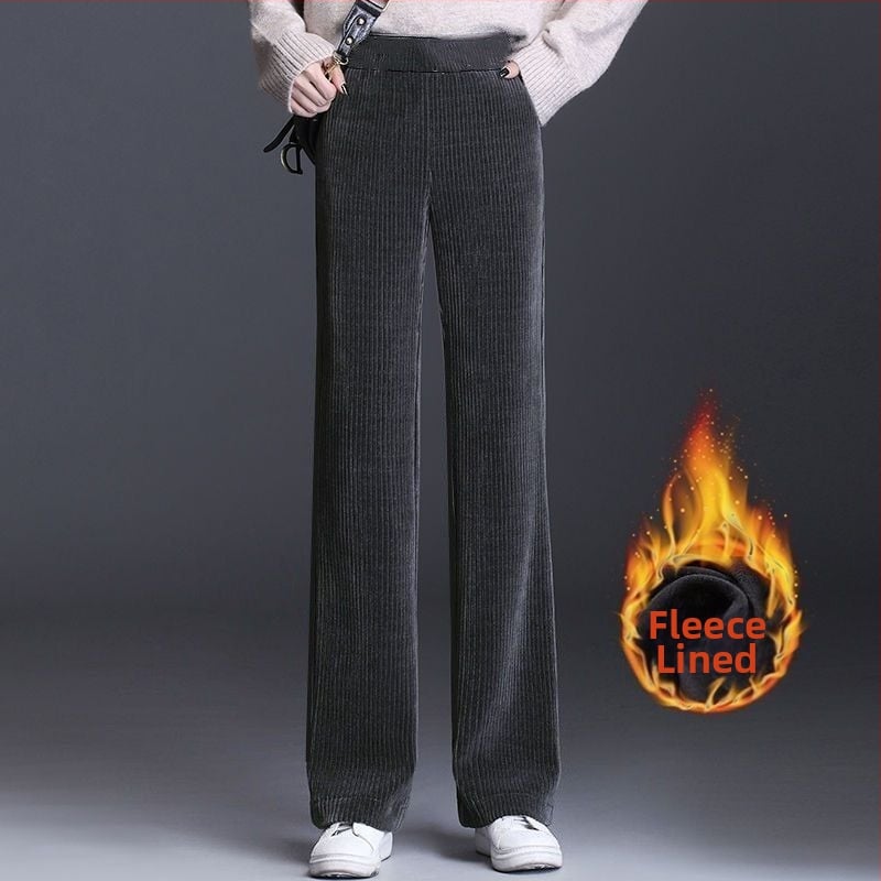 Női széles lábú nadrág, szövött anyagból, gyapjú összetétel, stílus gyémánt / királyi nővér, 2025 tavasz, casual