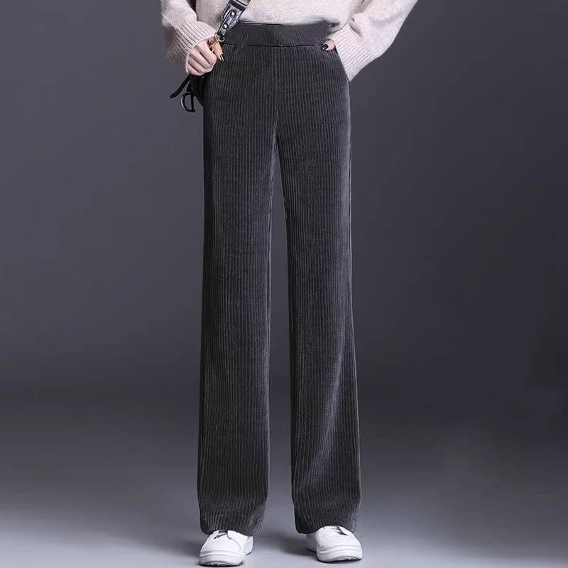 Női széles lábú nadrág, szövött anyagból, gyapjú összetétel, stílus gyémánt / királyi nővér, 2025 tavasz, casual