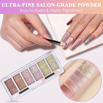 Глитър прах за нокти – квадратен модел, блестящ стил, серия Принцеса, базова опаковка