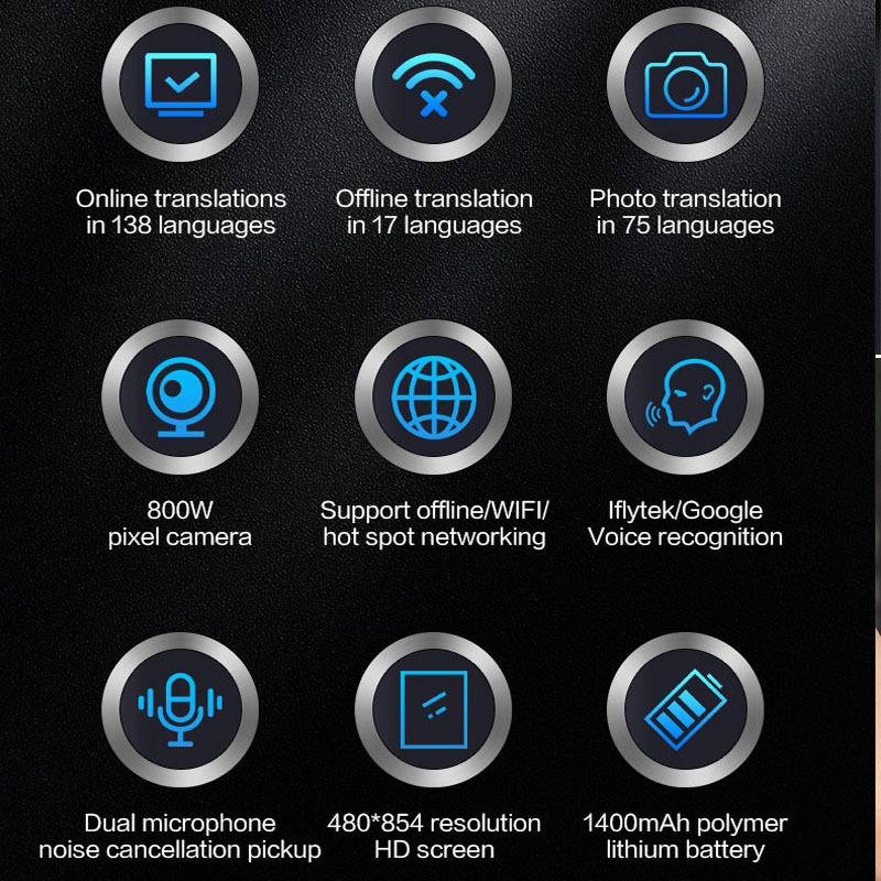 Prenosný inteligentný offline prekladač – slúchadlo, 138 jazykov, Android OS, Bluetooth, dosah 10 m