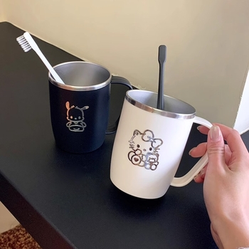 Ceașă pentru clătire gurii din oțel inoxidabil 304, cu mâner, set pentru familie de trei, imprimare logo disponibil