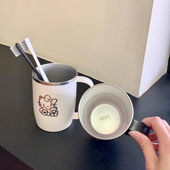 Ceașă pentru clătire gurii din oțel inoxidabil 304, cu mâner, set pentru familie de trei, imprimare logo disponibil