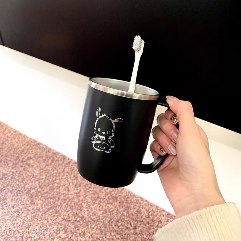 Ceașă pentru clătire gurii din oțel inoxidabil 304, cu mâner, set pentru familie de trei, imprimare logo disponibil