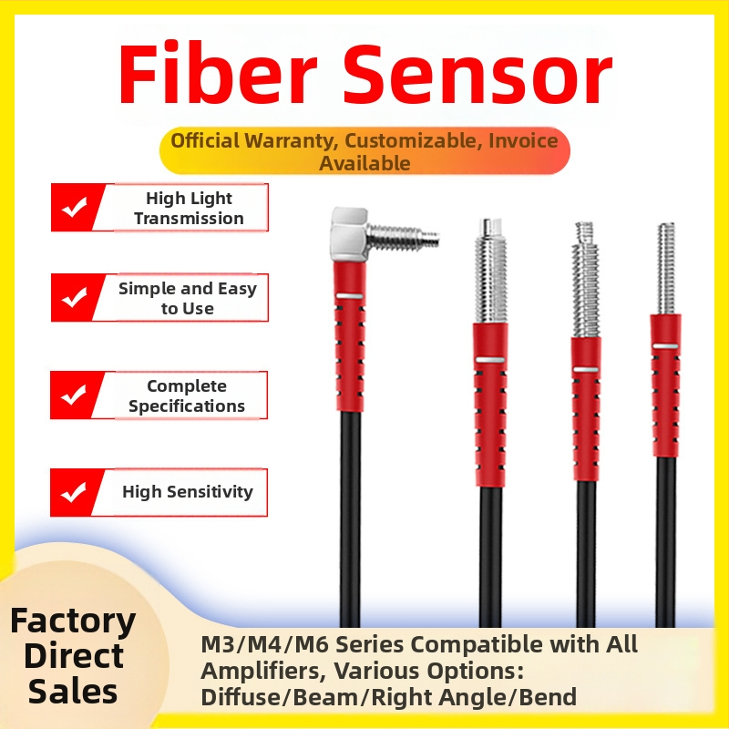 Fibrový optický senzor FRS-310 s difúznym odrazom, sonda FT-610 línovo-párová a zosilňovač M3/M4/M6; dosah snímania 10; odozva 0,1; vstupné napätie 24; výstup IO; prevádzková teplota 35