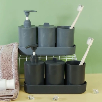 Nordijski stil 3-djelni set za kupaonicu s čašom za četkicu i čašom za ispiranje; plastična konstrukcija; minimalistički dizajn.