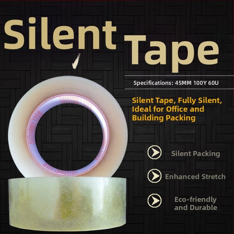 Brilliant Up hangtalan csomagoló szalag, PET-filmes hordozó, PET hátlap, vízbázisú nyomásérzékeny ragasztó, átlátszó csomagoló szalag, Silent Tape sorozat