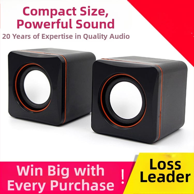 Boxă mini USB D-02A pentru calculator, stereo 2.0, 3W, redare MP3, intrare USB și 3,5 mm