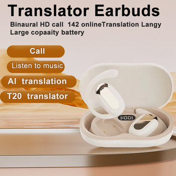 Έξυπνα ακουστικά μετάφρασης Bluetooth με 165 γλώσσες, ασύρματη μετάφραση, μείωση θορύβου, σχέδιο με γάντζο για το αυτί, Bluetooth 5.4