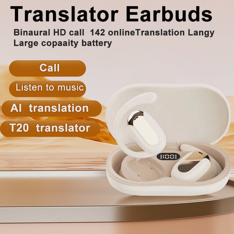 Έξυπνα ακουστικά μετάφρασης Bluetooth με 165 γλώσσες, ασύρματη μετάφραση, μείωση θορύβου, σχέδιο με γάντζο για το αυτί, Bluetooth 5.4