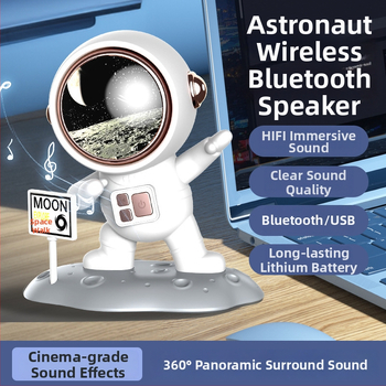 Novi Bluetooth zvučnik s temom astronauta, kompaktni prijenosni zvučnik za vanjsku upotrebu, slot za memorijsku karticu, visokokvalitetan zvuk, bežični