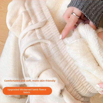 Női széles lábú nadrág gyapjúból fleece béléssel, casual, 2024 tavasz