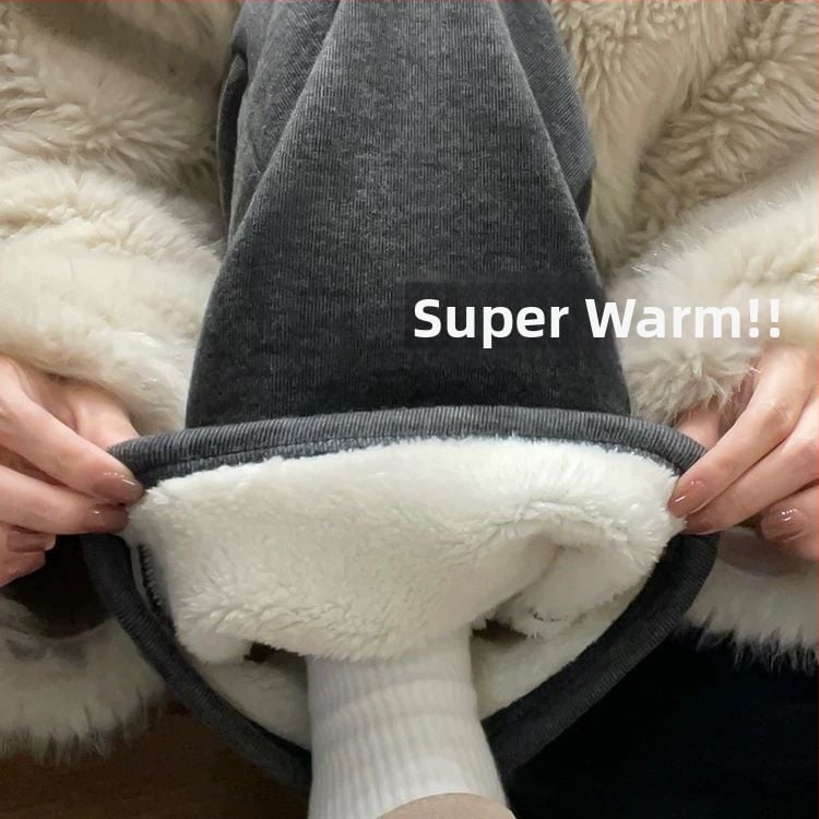 Női széles lábú nadrág gyapjúból fleece béléssel, casual, 2024 tavasz