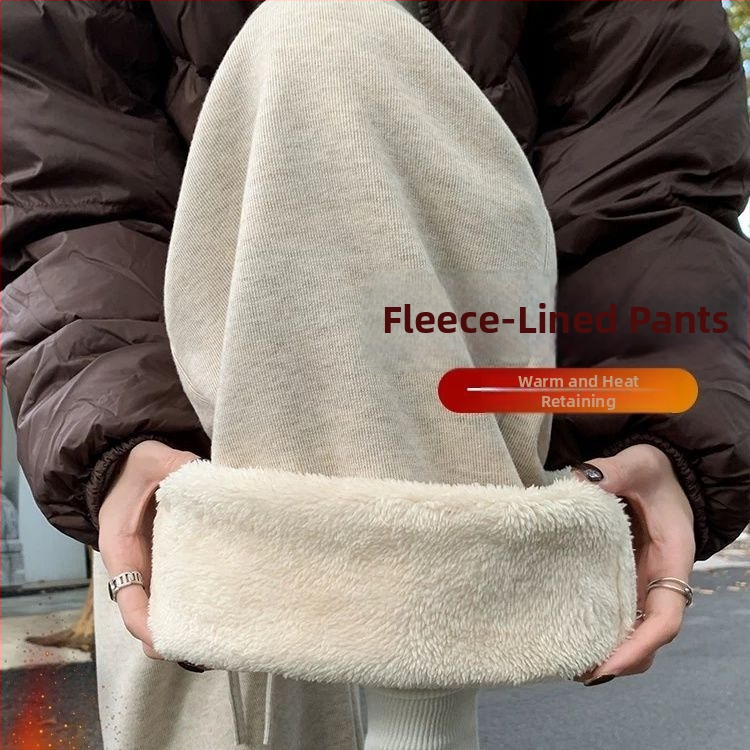 Női széles lábú nadrág gyapjúból fleece béléssel, casual, 2024 tavasz