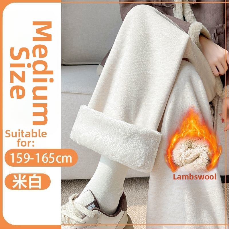 Női széles lábú nadrág gyapjúból fleece béléssel, casual, 2024 tavasz