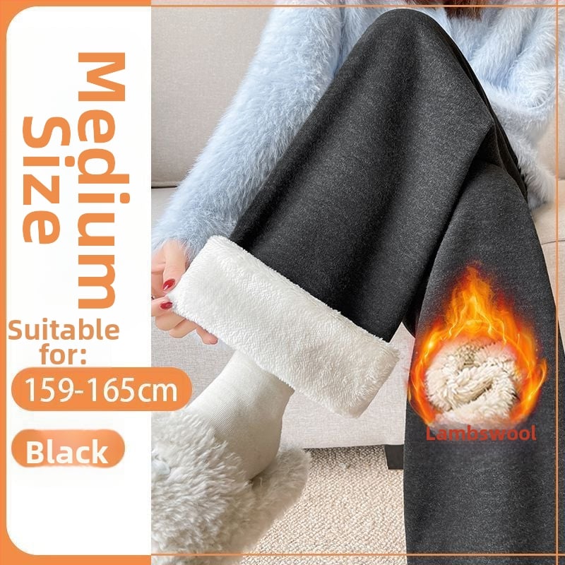 Női széles lábú nadrág gyapjúból fleece béléssel, casual, 2024 tavasz