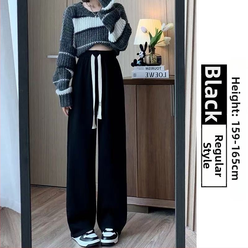 Női széles lábú nadrág gyapjúból fleece béléssel, casual, 2024 tavasz