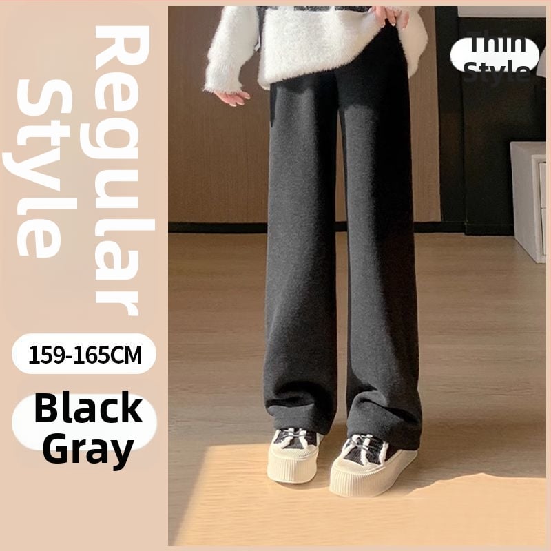 Női széles lábú nadrág gyapjúból fleece béléssel, casual, 2024 tavasz