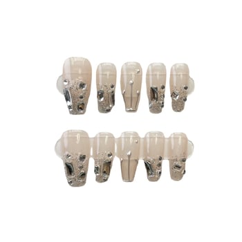 Отделяеми 3D кристални нокти за маникюр - ръчно изработени, ултратънки, без остатък, мотиви: Любов, Пеперуди, Звезди