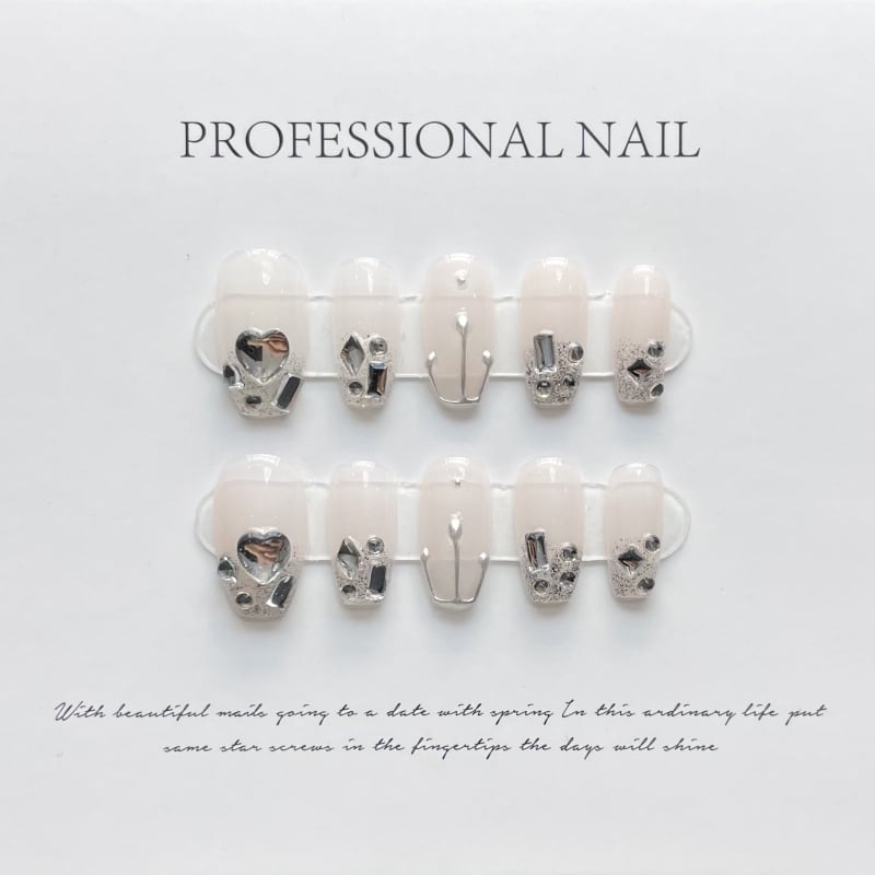 Отделяеми 3D кристални нокти за маникюр - ръчно изработени, ултратънки, без остатък, мотиви: Любов, Пеперуди, Звезди