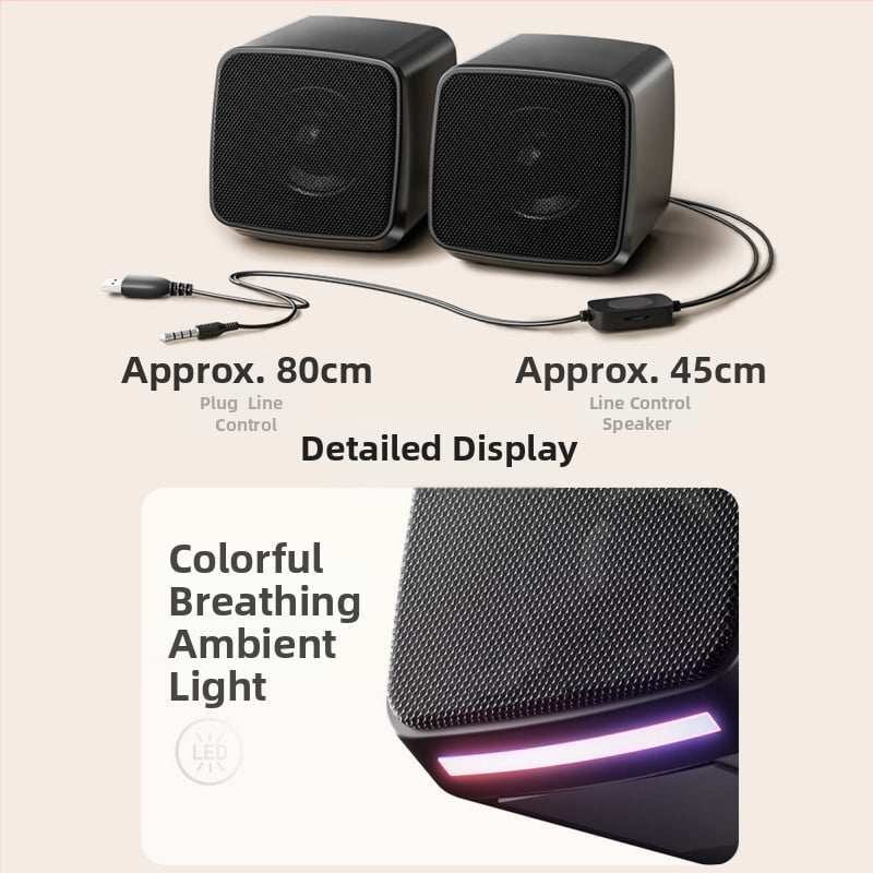 Boxe USB pentru desktop pentru calculator, stereo, două difuzoare, 5V, 6W, sunet 3D / Surround virtual, intrare 3,5 mm, redare MP3