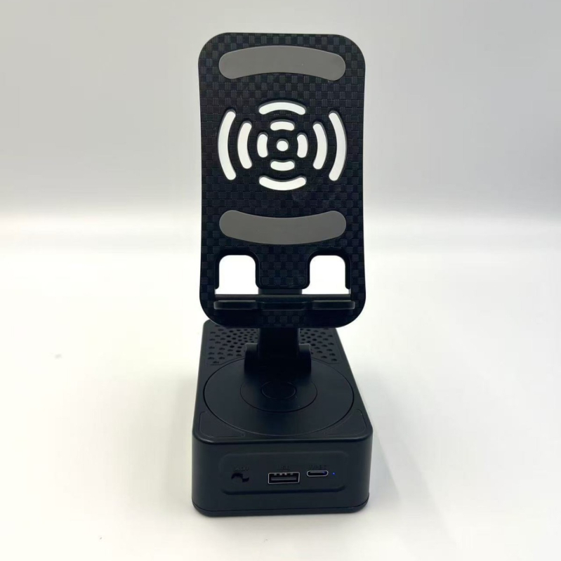 Bluetooth inteligentni okretni držač za telefon s ugrađenim zvučnikom i power bankom — Bluetooth 5.3, 500–800 mAh, 5W, domet 10 m