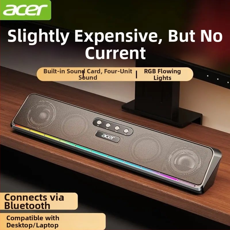 Bară de sunet RGB pentru desktop, conectivitate cablată și Bluetooth, 2.0 canale, model Acer osk120