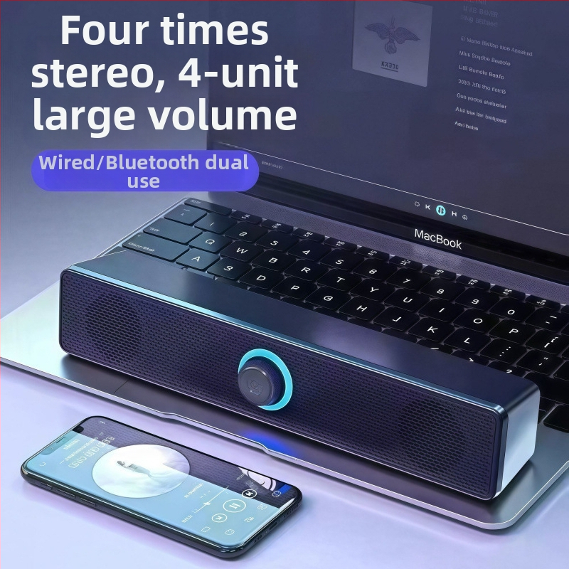 Desktopový počítačový reproduktorový systém s výrazným basom, dvojitými reproduktormi, surround stereo, hliníkové puzdro, 40Hz-20kHz, SNR ≥100 dB