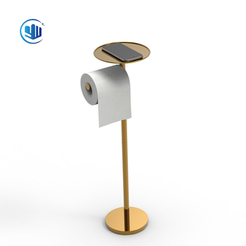 Stalak za papir na toaletu s držačem za telefon, podni dizajn, bez bušenja, od nehrđajućeg čelika, polirani završetak — moderno minimalistički stil (Podni dizajn; Bez bušenja; Nehrđajući čelik; Polirani završni sloj; Držač za telefon)