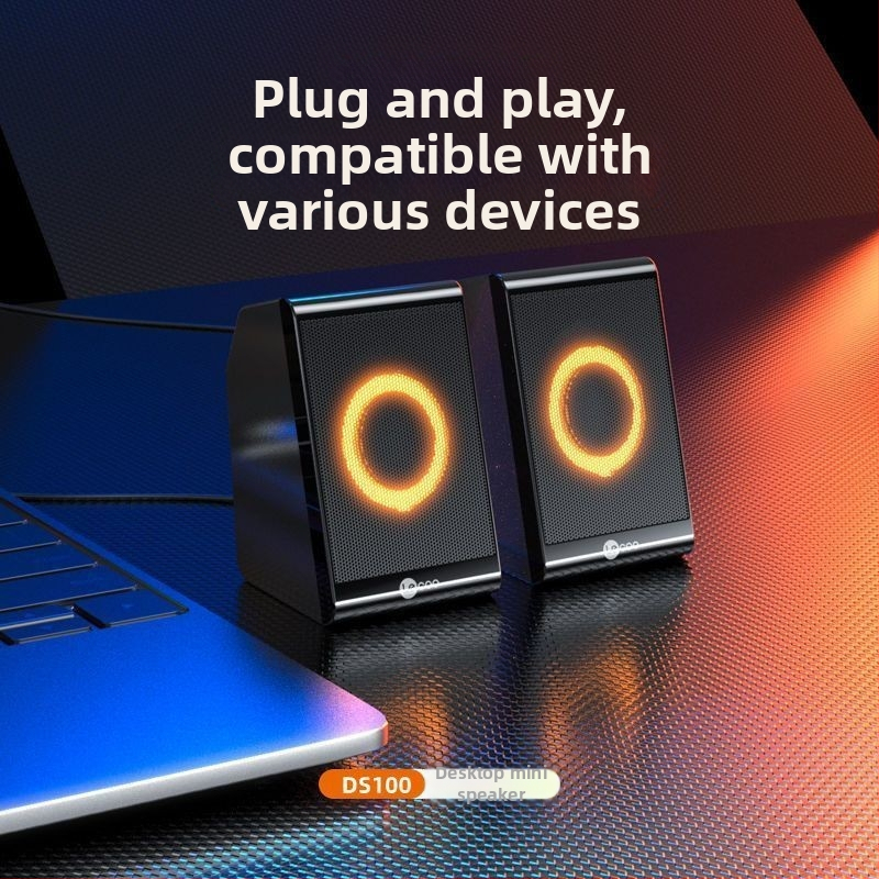 DS100 Boxe de birou cu iluminare RGB, sunet 2.1, interfață USB + 3,5 mm, control prin cablu