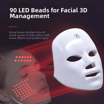 LED-fototerápiás arcmaszk a bőrfiatalításra, otthoni használatra, hordozható, IPX4 vízálló, beépített akkumulátor nélkül.