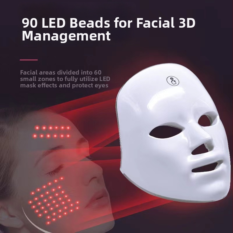 LED-fototerápiás arcmaszk a bőrfiatalításra, otthoni használatra, hordozható, IPX4 vízálló, beépített akkumulátor nélkül.