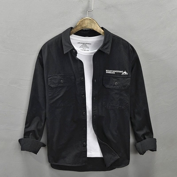 Košulja-jaketa s japanskim retro printom, kvadratni ovratnik, više džepova, širok kroj, dugi rukavi