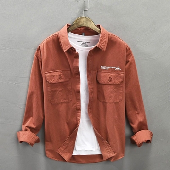 Košulja-jaketa s japanskim retro printom, kvadratni ovratnik, više džepova, širok kroj, dugi rukavi