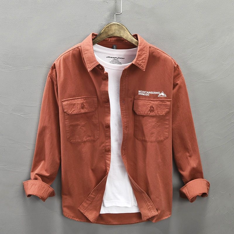 Košulja-jaketa s japanskim retro printom, kvadratni ovratnik, više džepova, širok kroj, dugi rukavi