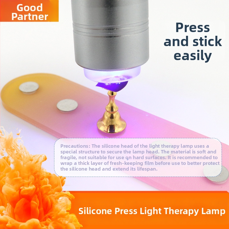 Lampa na manikúru so silikónovým tlačovým svetlom, ručná lampa na reliéf a razítko so flitrami, mini prenosná fototerapeutická lampa na nechty