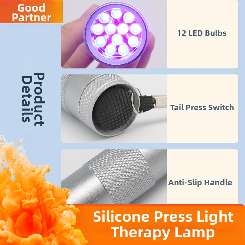 Lampa na manikúru so silikónovým tlačovým svetlom, ručná lampa na reliéf a razítko so flitrami, mini prenosná fototerapeutická lampa na nechty