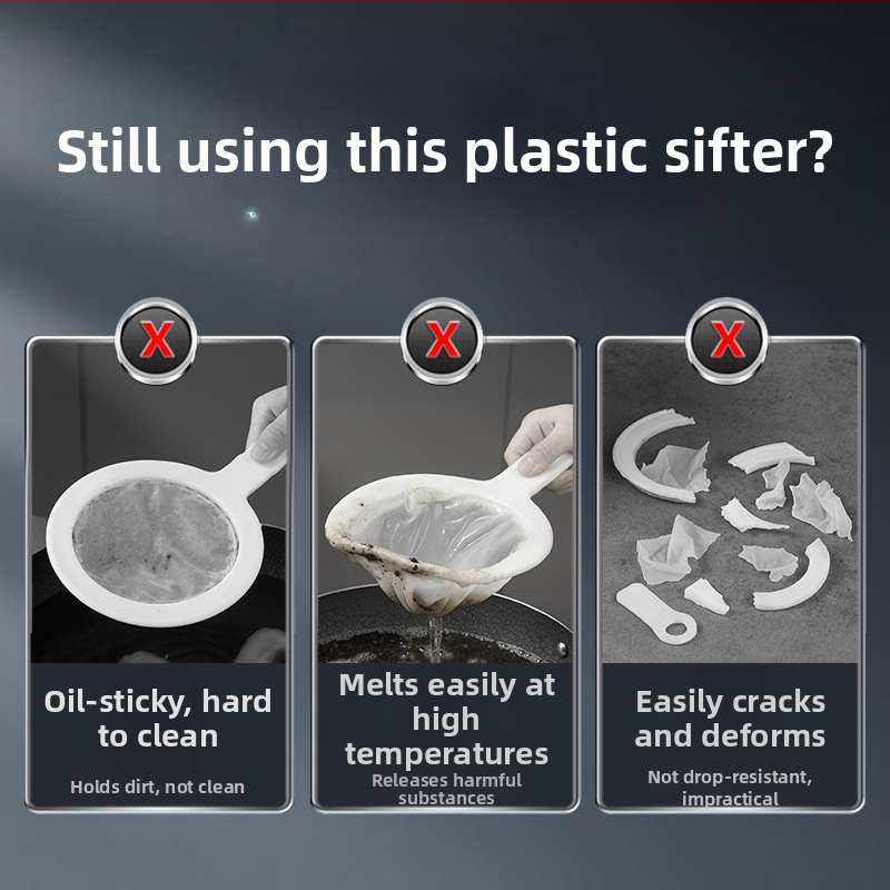 Nerezová kuchynská sitko na filtráciu oleja | Značka Youqin • Materiál: 304 nerezová oceľ • Pôvod: Wenzhou • Spustenie: 2025 • Štýl: Moderná jednoduchosť