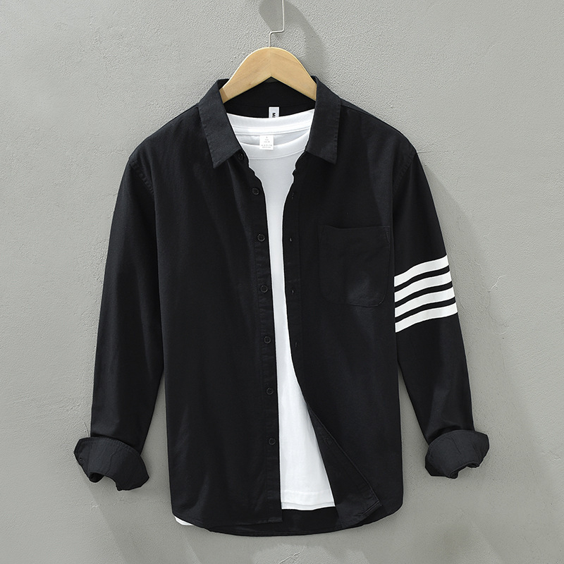 Muška košulja s kardiganom, dugi rukav, jednobojni uzorak, 96% pamuk