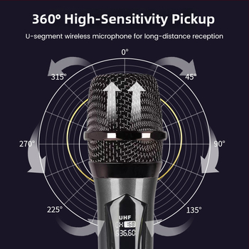 Mega maiker vezeték nélküli mikrofonrendszer kerekekkel hordozható hangszóróval, 1–2, kültéri énekléshez