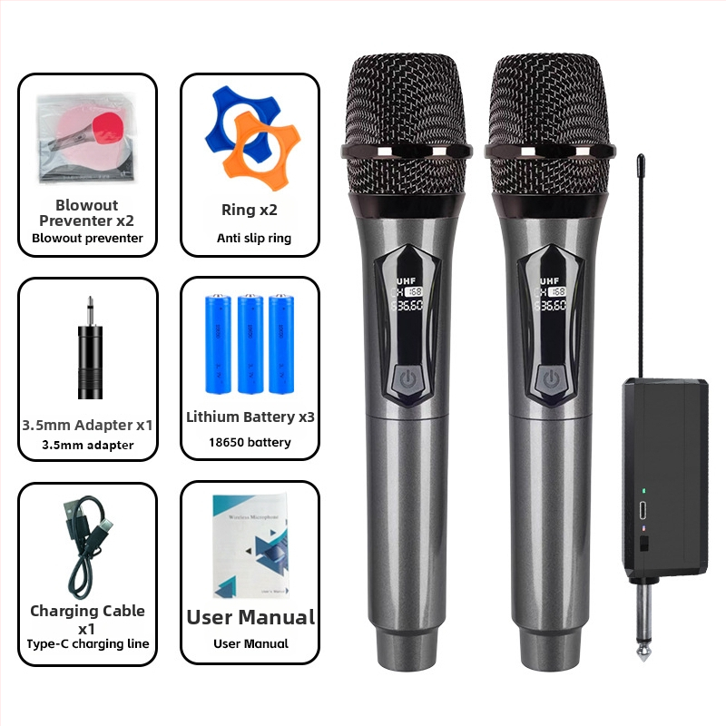 Mega maiker vezeték nélküli mikrofonrendszer kerekekkel hordozható hangszóróval, 1–2, kültéri énekléshez