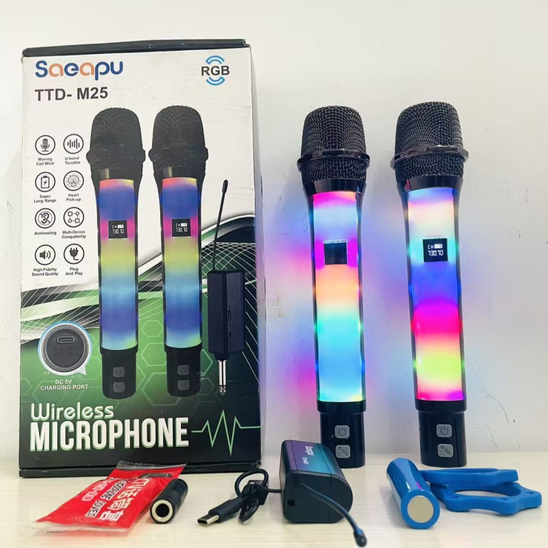 Bežični ručni mikrofon Ttd-m25 s ugrađenom baterijom 500–800 mAh; trajanje baterije 6–8 sati; SNR ≥85 dB; snaga 5W