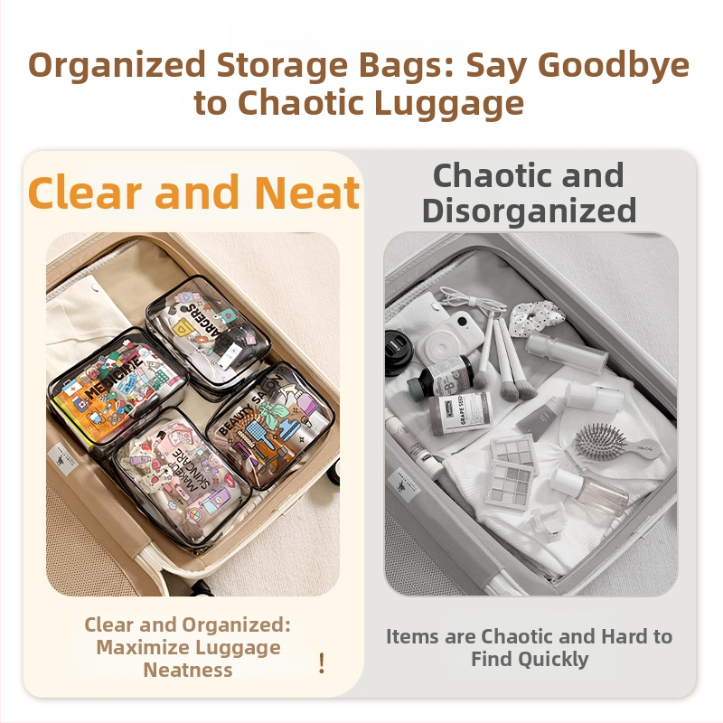 Beilian prozirna kozmetička torbica za putovanje – kubičnog oblika, materijal 600d Oxford, model Also Prepare, za šminkanje