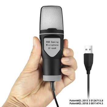 SF-666R USB kondenzatorski mikrofon s nosačem za smanjenje vibracija, omnidirekcionalan, 30 Hz–15 kHz, SNR ≥60 dB, za PC igranje