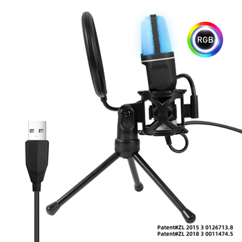 SF-666R USB kondenzatorski mikrofon s nosačem za smanjenje vibracija, omnidirekcionalan, 30 Hz–15 kHz, SNR ≥60 dB, za PC igranje