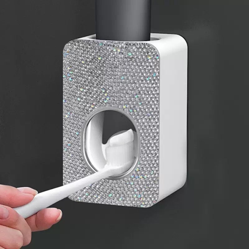 Presă pentru pastă de dinți cu incrustații de diamant — montaj fără găuri, dozator automat pentru baie