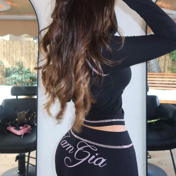 Set din două piese: hanorac cu imprimeu de litere și pantaloni, stil stradal Y2K retro, Milk Silk, Polyester + Spandex