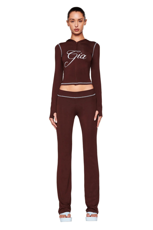 Set din două piese: hanorac cu imprimeu de litere și pantaloni, stil stradal Y2K retro, Milk Silk, Polyester + Spandex