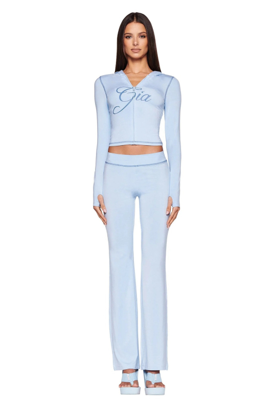 Set din două piese: hanorac cu imprimeu de litere și pantaloni, stil stradal Y2K retro, Milk Silk, Polyester + Spandex